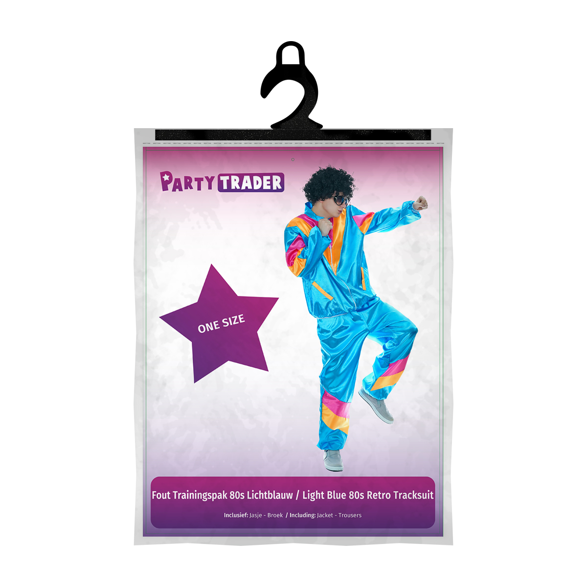 Foute trainingspak 80s Lichtblauw - One Size - Afbeelding 2