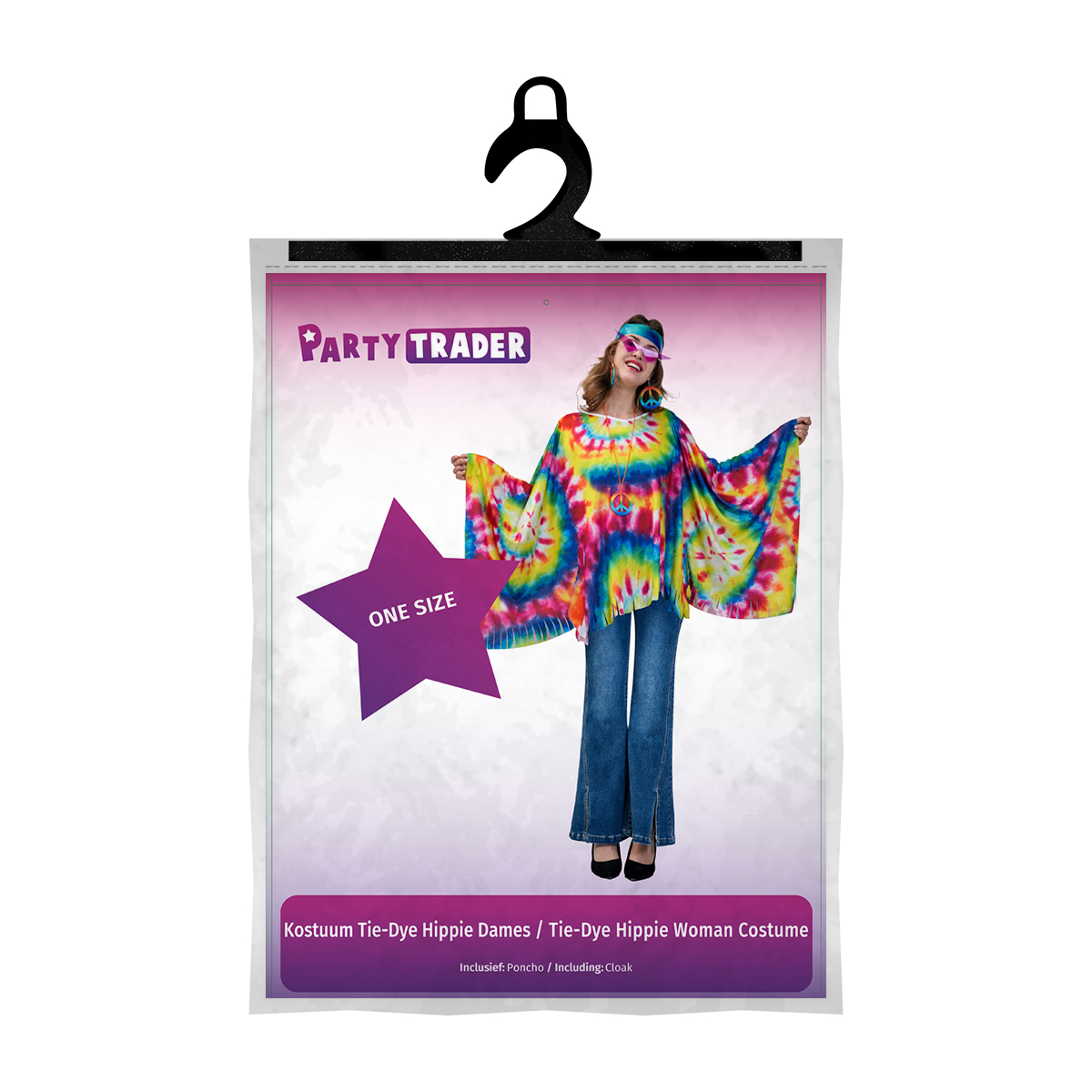 Kostuum Dames Tie-Dye Hippie - One Size - Afbeelding 2