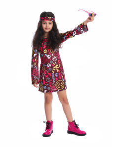 Kostuum Meisjes Hippie Kleurrijk Kinderen- 7-9 Jaar