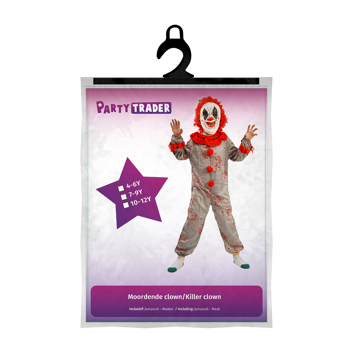 Halloween Kostuum Killer Clown kinder - 10-12 jaar - Afbeelding 2